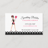 Polka Dot Cartoon Maid House Cleaning Service Visitekaartje (Voorkant)