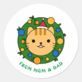 Polka Dot Cat | Aangepaste bruine kat-partij Ronde Sticker (Voorkant)