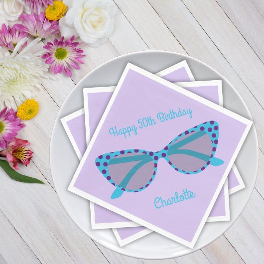  Polka Dot Cat-Eye bril 50's Birthday Servet