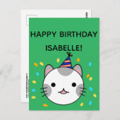 Polka Dot Cat | Happy Birthday Greeting Briefkaart (Voorkant / Achterkant)