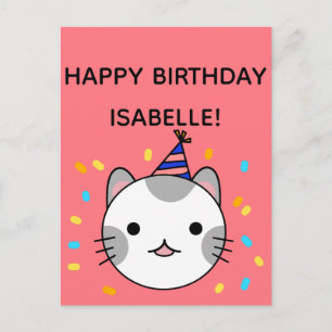 Polka Dot Cat   Happy Birthday Greeting Briefkaart