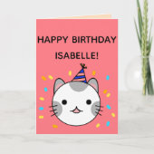 Polka Dot Cat | Happy Birthday Greeting Folded Kaart (Voorkant)