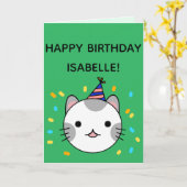 Polka Dot Cat | Happy Birthday Greeting Folded Kaart (Gele Bloem)