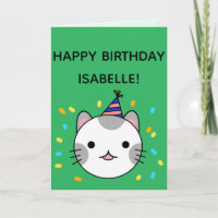 Polka Dot Cat | Happy Birthday Greeting Folded