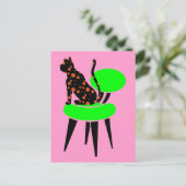 Polka Dot Cat over voorzitter - Abstracte Pop Briefkaart (Staand voorkant)