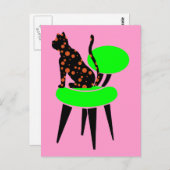 Polka Dot Cat over voorzitter - Abstracte Pop Briefkaart (Voorkant / Achterkant)