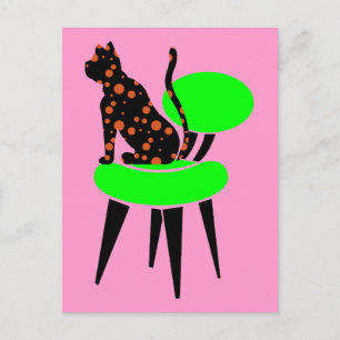 Polka Dot Cat over voorzitter - Abstracte Pop Briefkaart