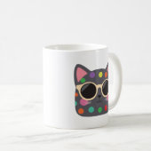 Polka Dot Cat with Sunglasses Mug | Cute Quirky  Koffiemok (Voorkant rechts)