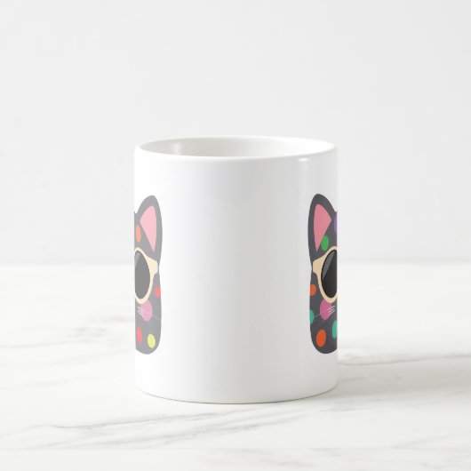 Polka Dot Cat with Sunglasses Mug | Cute Quirky  Koffiemok (Center)
