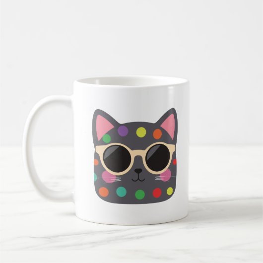 Polka Dot Cat with Sunglasses Mug | Cute Quirky  Koffiemok (Links)