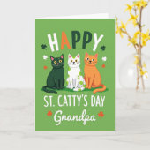 Polka Dot Cats Opa Kaart (Gele Bloem)