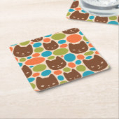 Polka Dot Cats Patroon Kartonnen Onderzetters (Schuin)