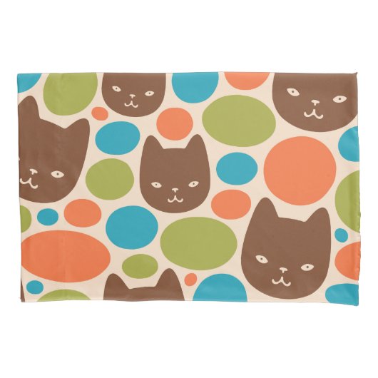 Polka Dot Cats Patroon Kussensloop (Voorkant)