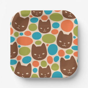 Polka Dot Cats Patroon Papieren Bordje