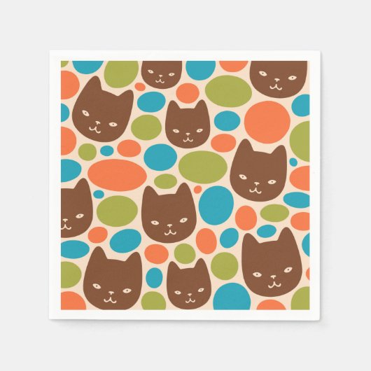 Polka Dot Cats Patroon Servet (Voorkant)