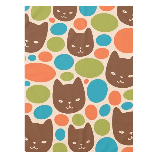 Polka Dot Cats Patroon Tafelkleed (Voorkant)