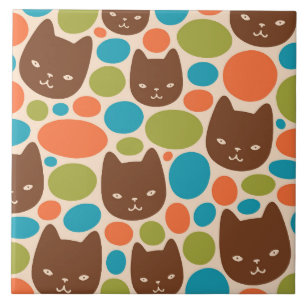 Polka Dot Cats Patroon Tegeltje