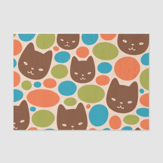 Polka Dot Cats Patroon Tissuepapier (Voorkant)