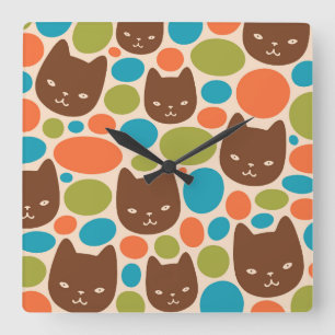 Polka Dot Cats Patroon Vierkante Klok