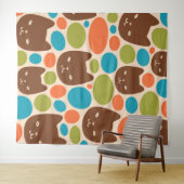 Polka Dot Cats Patroon Wandkleed (In Situ (horizontaal))