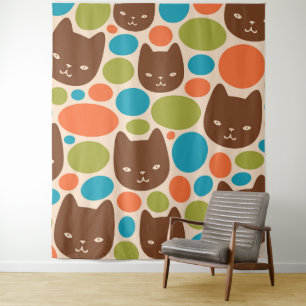 Polka Dot Cats Patroon Wandkleed