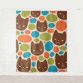 Polka Dot Cats Patroon Wandkleed (Voorkant)