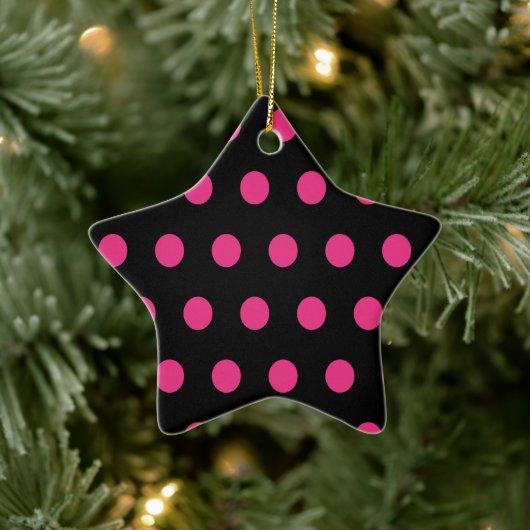 Polka Dot Ceramic Star Ornament (zwart) (Boom)