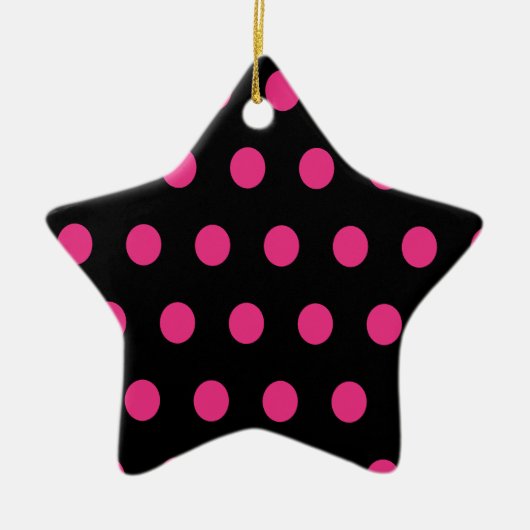 Polka Dot Ceramic Star Ornament (zwart) (Voorkant)