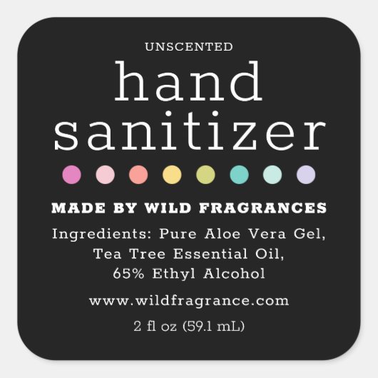 Polka Dot Chalkboard Hand Sanitizer Soap Vierkante Sticker (Voorkant)