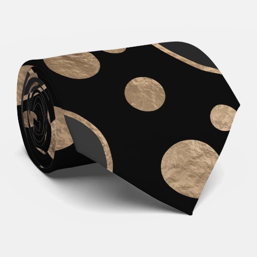 Polka Dot Chaos - grijs, zwart en goud Stropdas (Opgerold)