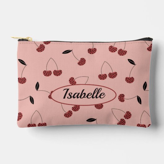Polka Dot Cherry Patroon en aangepaste naam Etui (Voorkant)
