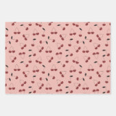 Polka Dot Cherry Pattern Cream Wit Geel Roze Inpakpapier Vel (Voorkant 2)