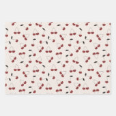 Polka Dot Cherry Pattern Cream Wit Geel Roze Inpakpapier Vel (Voorkant)