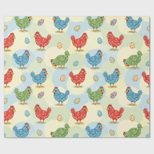 Polka Dot Chickens Wrapping Paper Cadeaupapier (Vlak)