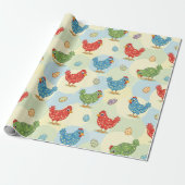 Polka Dot Chickens Wrapping Paper Cadeaupapier (Uitgerold)