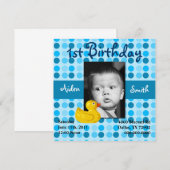 Polka Dot Child Birthday Invite (Boy) Kaart (Voorkant / Achterkant)