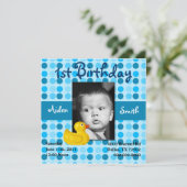Polka Dot Child Birthday Invite (Boy) Kaart (Staand voorkant)