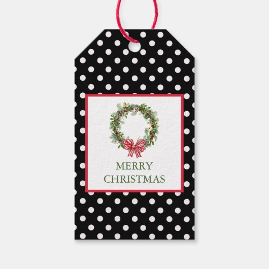 Polka Dot Christmas Gift Label Cadeaulabel (Voorkant)