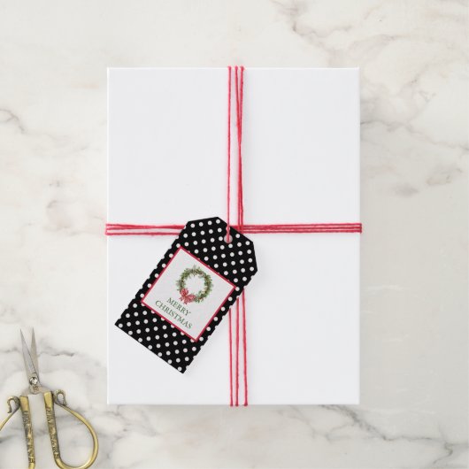 Polka Dot Christmas Gift Label Cadeaulabel (Met Touw)