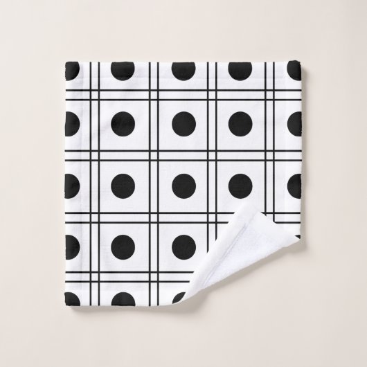 Polka Dot Circle Black en White Check Pattern Bad Handdoek (Wasdoekje)