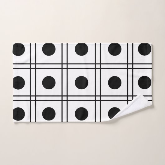 Polka Dot Circle Black en White Check Pattern Bad Handdoek (Handdoek)