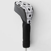 Polka Dot Circle Black en White Check Pattern Golfheadcover (Schuin)