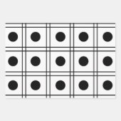 Polka Dot Circle Black en White Check Pattern Inpakpapier Vel (Voorkant 2)