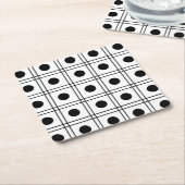 Polka Dot Circle Black en White Check Pattern Kartonnen Onderzetters (Schuin)