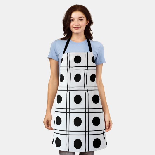 Polka Dot Circle Black en White Check Pattern Schort (Gedragen)