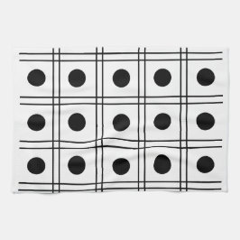 Polka Dot Circle Black en White Check Pattern Theedoek