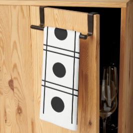 Polka Dot Circle Black en White Check Pattern Theedoek