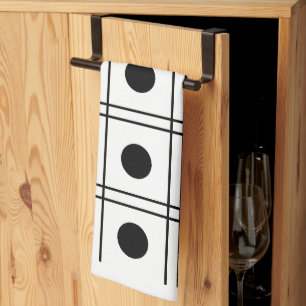 Polka Dot Circle Black en White Check Pattern Theedoek