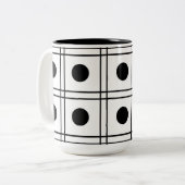 Polka Dot Circle Black en White Check Pattern Tweekleurige Koffiemok (Voorkant links)