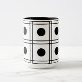 Polka Dot Circle Black en White Check Pattern Tweekleurige Koffiemok (Center)